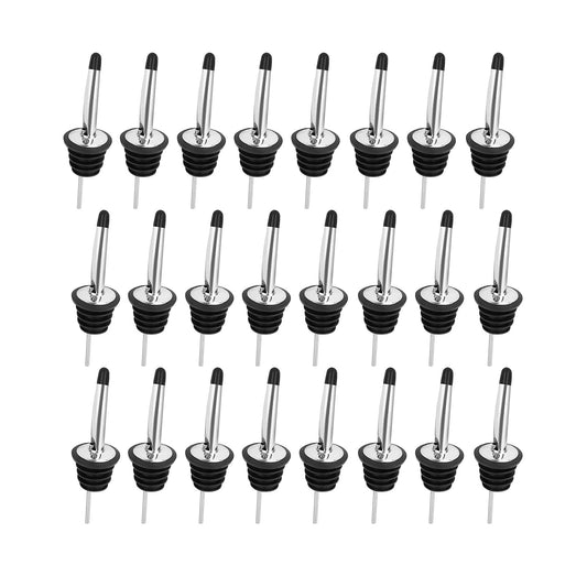 48 Pack Liquor Bottle Pourers, Stainless Steel Liquor Pour Spout, Olive Oil Spout, Bar Bartender Bottle Pourers for Alcohol with Rubber Dust Caps, Tapered Spout