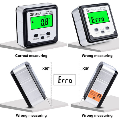 Digital Angle Finder, Lytool Digital Angle Gauge Magnetic,Inclinometer Level,Angle Measuring Tool with Backlight and Magnetic Base, Reading Quickly Stabilizes, for Woodworking, Construction, Machinery