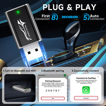Wireless CarPlay Adapter for iPhone, Stable Fast Mini Car Play Wireless Adapter for OEM Wired Carplay and Android Auto Car, Compatible with iPhone 6+, Android 11+ and Cars from 2016