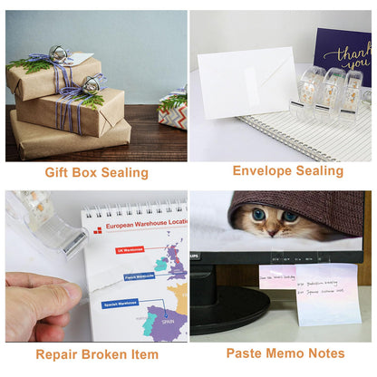 BOMEI PACK Office Transparent Tape with Dispenser, 16PACK Clear Refill Rolls Gift Wrap Tape Dispenser, 3/4in x 1000in