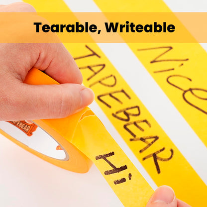 TAPEBEAR Delicate Surface Advanced Masking Tape 0.94" x 55m, Orange Washi Tape Indoor Painters Tape Decorating with No Paint Bleed, Sharp Lines, Surface Damage-Free, Low Tack, 6Rolls
