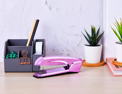Bostitch Office Ascend 3 in 1 Stapler with Integrated Remover & Staple Storage, 20 Sheet Capacity, Metallic Purple