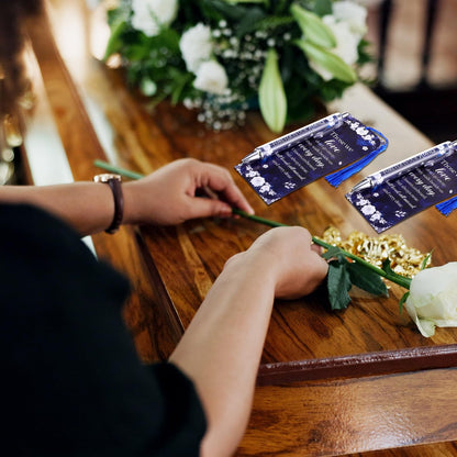 50 Set Funeral Favors for Guests Memorial Service Ballpoint Pens with Poem Prayer Bookmarks Cards for Celebration of Life Condolence Bereavement Sympathy Gift