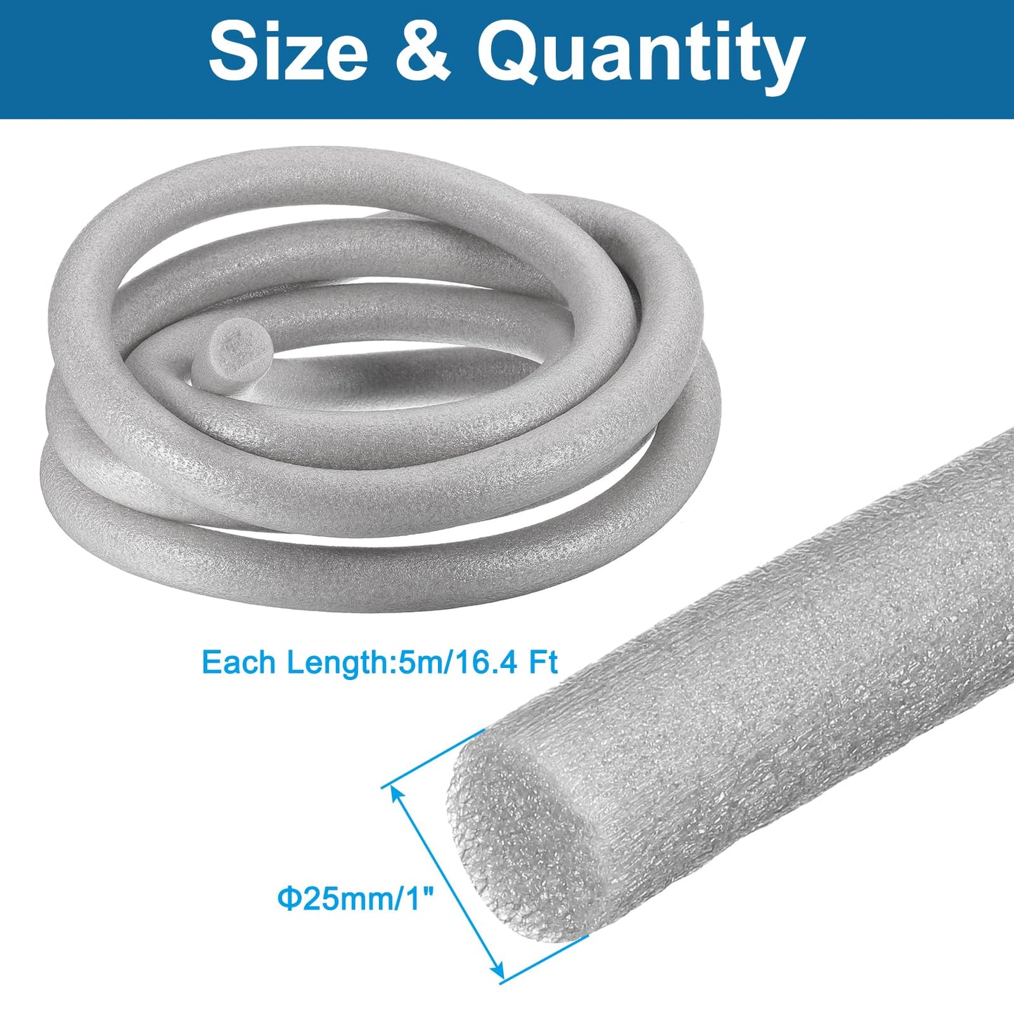 PATIKIL 1" x 16.4 ft Foam Backer Rod, Foam Caulk Saver Concrete Expansion Joint Filler Weather Strip for Sealing Concrete Gaps, Crack Joint Sealer, Grey