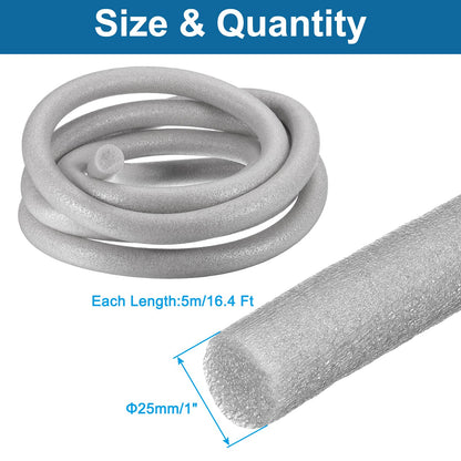 PATIKIL 1" x 16.4 ft Foam Backer Rod, Foam Caulk Saver Concrete Expansion Joint Filler Weather Strip for Sealing Concrete Gaps, Crack Joint Sealer, Grey