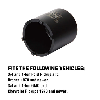 Powerbuilt Spindle Socket, 6 Outer Black, 6 Lug, Remove Spindle Nuts, 2-5 Inch Outer, Ford Chevy GMC Bronco Trucks - 648475