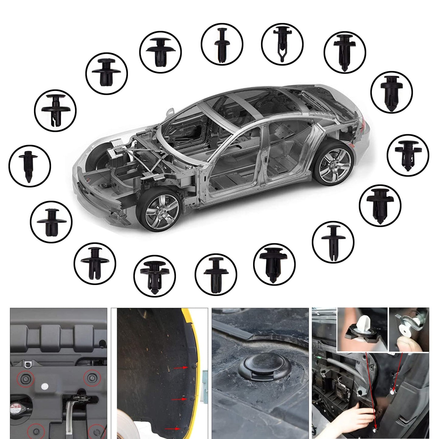 Car Push Retainer Clips 750PCS with 16Most Popular Push Pins for Automotive Parts Sizes Auto Screw Clips with Blue Fastener Remover Tool for Toyota GM Ford Honda Acura Chrysler