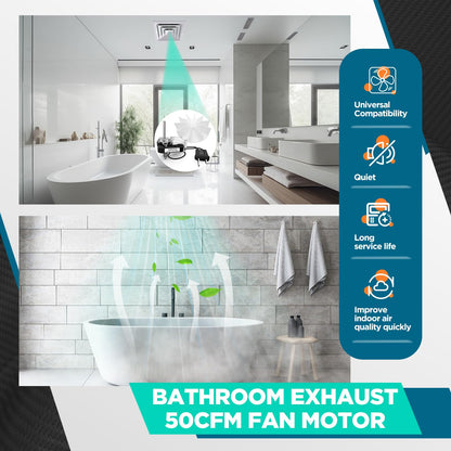 Vancasuk SM550 Universal Bathroom Vent Exhaust Fan Motor Replacement Kit, Compatible with Nutone Broan Uppco 50CFM 120V, Replace C65878, VFM100, E498-1, 82423K, K111, C01575, 65100, EM550, EM750
