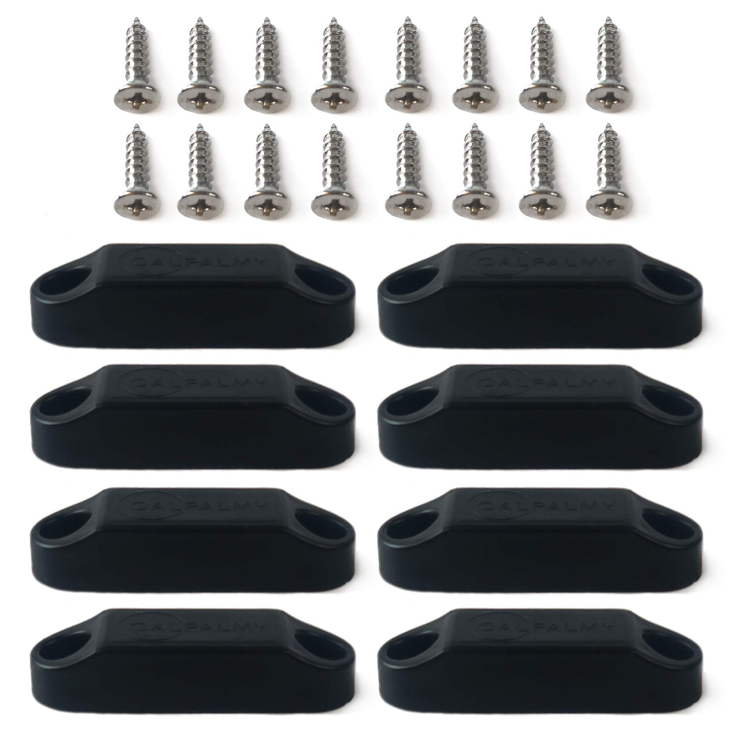 CALPALMY (4 Pairs) Magnetic Baggage Door Catch and Holder Kit - Black RV Storage Door Latch Perfect Alternative for Plastic Spring Clips for Use in Campers and Motor Homes