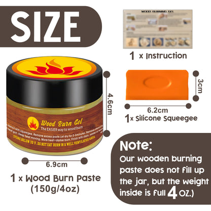 1DFAUL Wooden Burning Paste, 4 OZ Wood Burn Gel with Silicone Squeegee for Crafting, Drawing and DIY Arts, Create Beautiful Art in Minutes, Personalize Your Craft