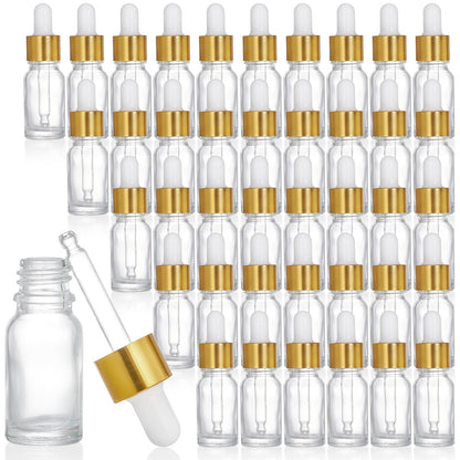 Kingrol 40 Pack 10ml Clear Glass Dropper Bottles, Tincture Bottle, Empty Bottle with dropper for Essential Oils, Perfumes, Aromatherapy