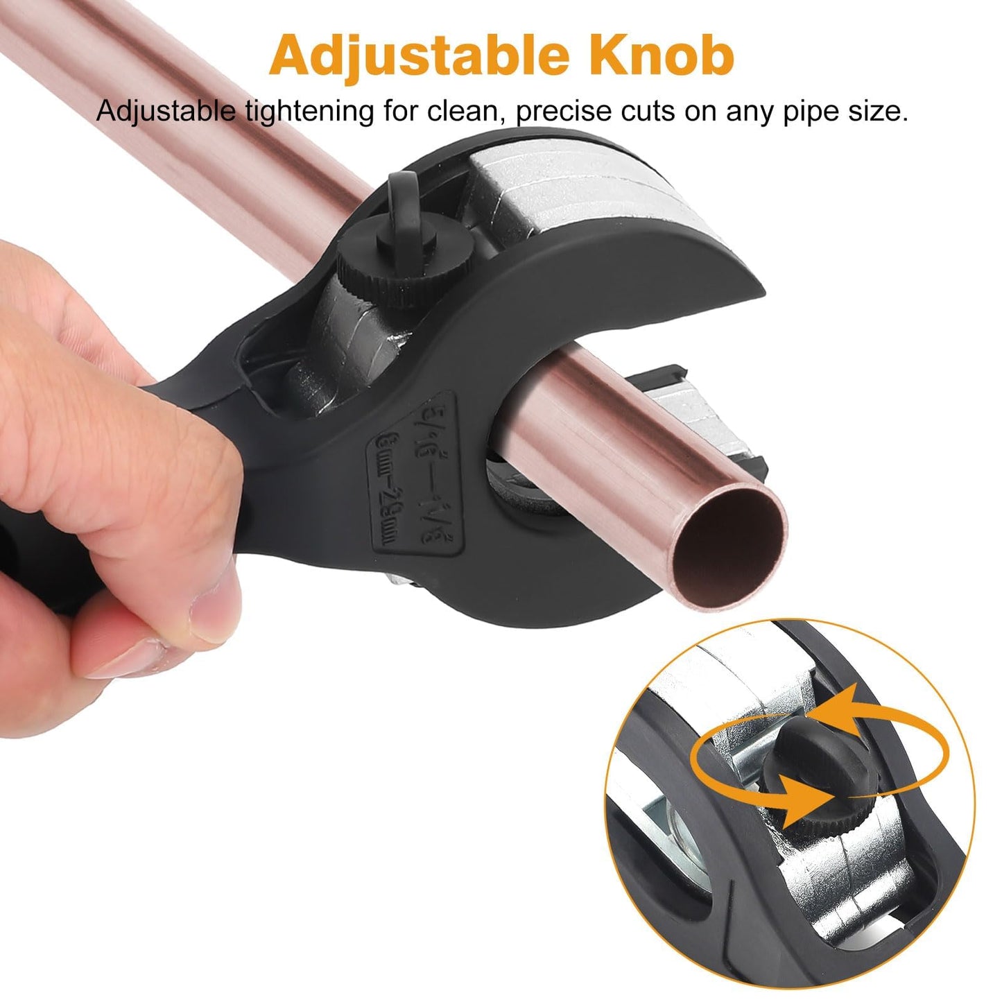 SUNJOYCO Ratcheting Tubing Cutter, Ratchet Pipe Cutter 5/16" to 1-1/8", 2 in 1 Close Quarters Tube Compact Cutters, Ratchet-Type Tube Cutting Tool for Copper, Aluminum, PVC, PEX, Steel, Fuel Pipe