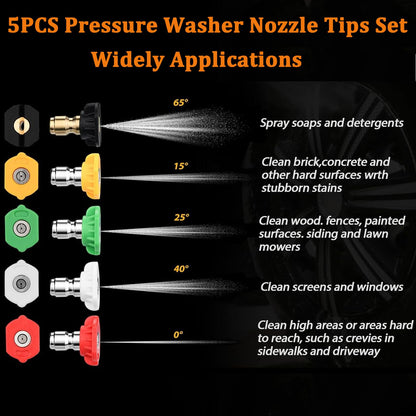 Car Foam Cannon Pressure Washer with 5 Nozzle Tips Snow Foam Lance Jet Wash 1/4 Inch Quick Connector Car Wash Blaster for Pressure Power Washer Machine 1 Liter Capacity