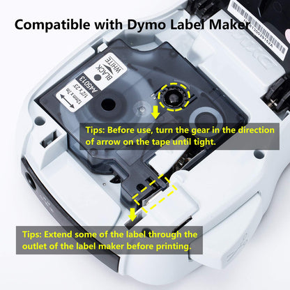 Anycolor Replacement for Dymo D1 Label Maker Refills 40513 45010 45016 45017 45018 45019 45021 Compatible with Dymo LabelManager 160 280 360D PnP 420P 220P 450 210D, 12mm x 7m (1/2'' x 23ft), 7 Packs