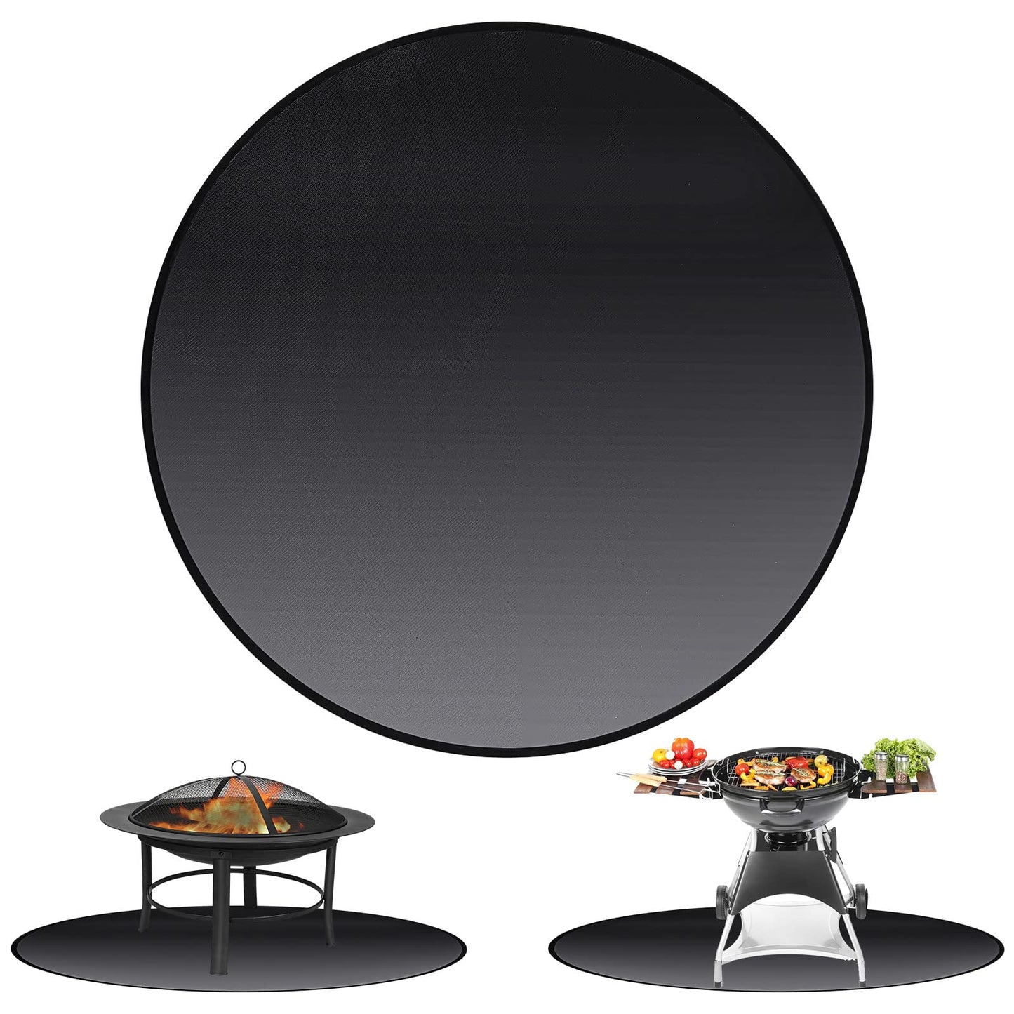 100cm Round Fire Pit Mat (39") - 3-Layer Fireproof Grill Protector for Deck, Lawn and Grass, Heavy Duty BBQ Mat Under Gas or Camping Heaters
