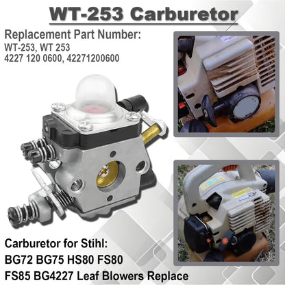 Qiuwanzia WT-253 Carburetor for Stihl BG72 BG75 HS80 FS80 FS85 BG4227 Leaf Blowers Replace WT 253, 4227 120 0600, 42271200600 with 4137 124 2800 Air Filter Pre Filter