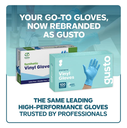Comfy Package [200 Count] Synthetic Vinyl Blend Disposable Gloves Non-Sterile, Powder & Latex Free, Chemical Resistance Gloves - Medium