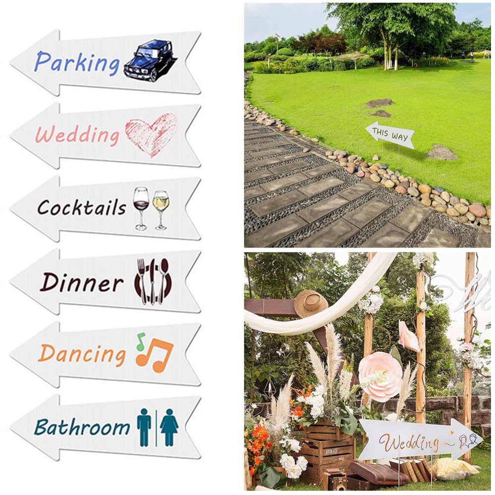Ai-OUMLEEF Arrow Yard Signs, 8pcs Blank Arrow Signs with Stakes, Wedding Directional Yard Signs, for Wedding, Birthday Party, Guide Decoration