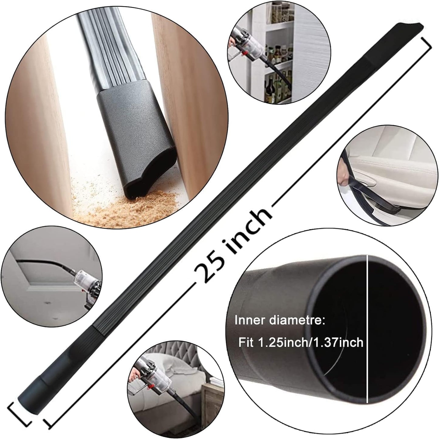 10PCS Universal Vacuum Attachments Kit Wet Dry Plastic Vacuum Hose Adapter 1-1/4" Vacuum Cleaners Accessories with Horse Hair Brush Flexible Crevice Tool Adapter for Shop Vac Accessories (10pcs)