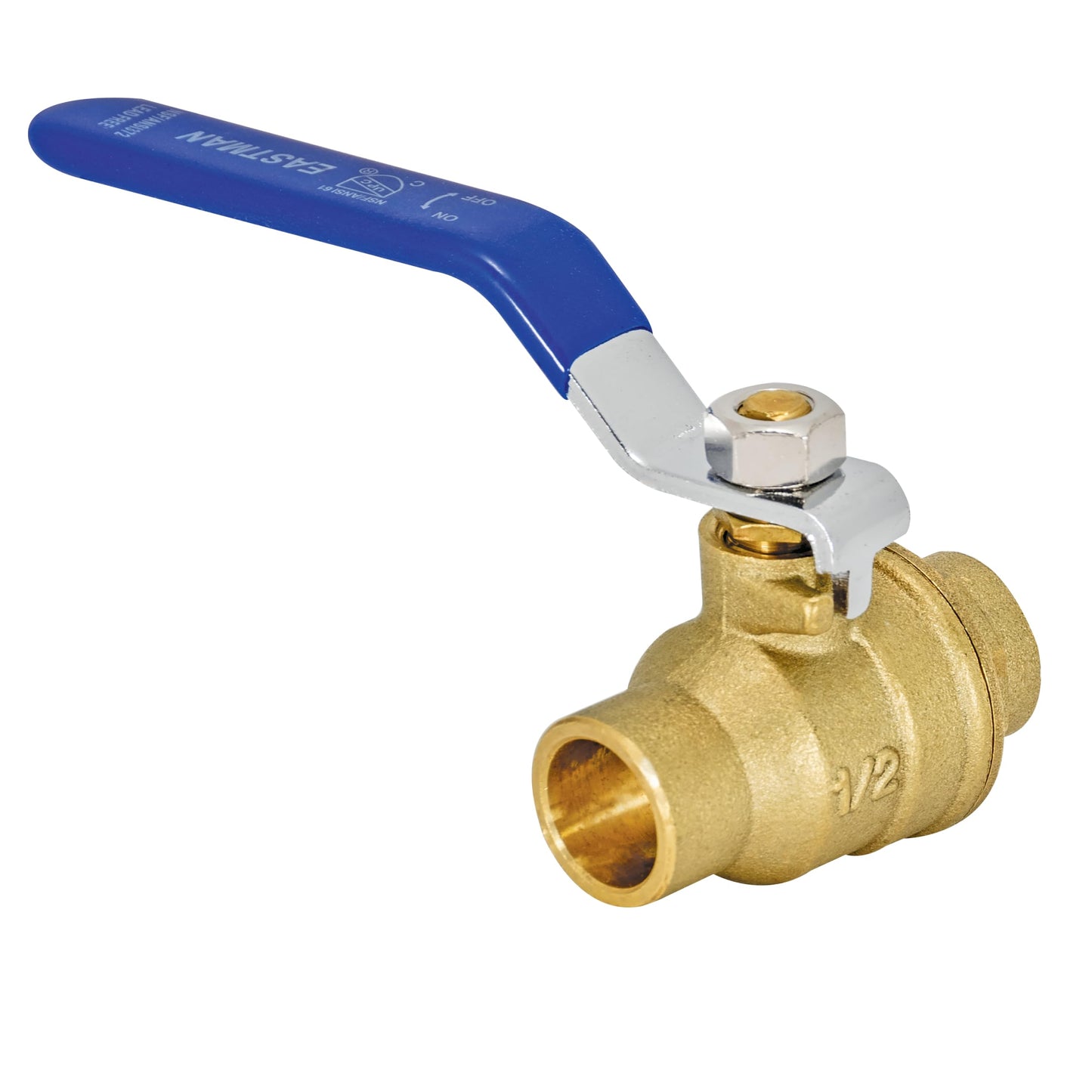 Eastman 20061LF Heavy-Duty Full Port Ball Valve, 1/2 inch Sweat, Brass
