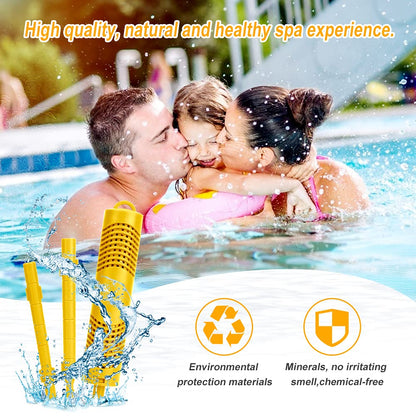 ACETOP Spa Mineral Stick 2 Pack Hot Tub Filter with 4 Months Lifetime Cartridge Universal for Spas Filters Swimming Pool Fish Pond (Yellow)