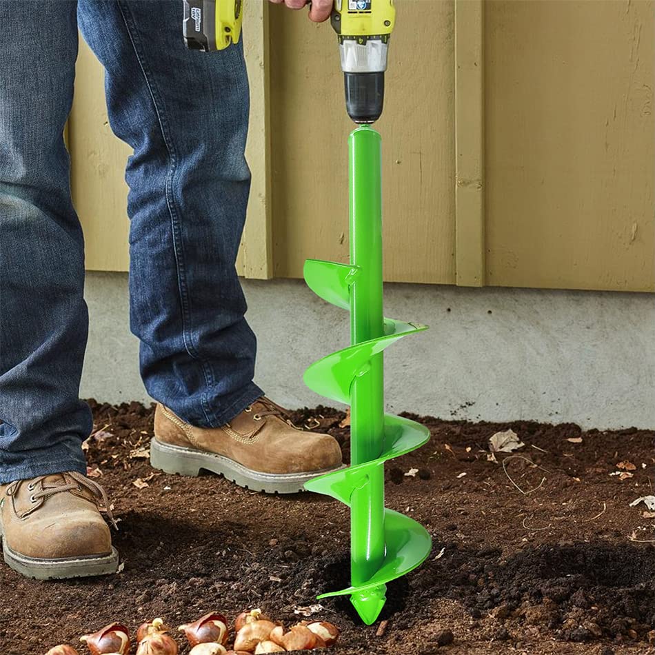 16"x4" Post Hole Auger Drill Bit for Planting, Post Hole Digger Garden Earth Auger Spiral Drill Bit for Dirt/Hard Soil/Clay, Compatible with 3/8" Hex Drive Drill Bits