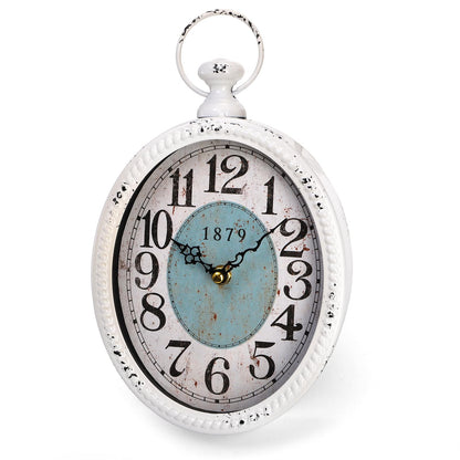 ZENFUN Oval Retro Wall Clock, Rustic Silent Clocks, Elegant Vintage Style, White Antique Design, Battery Operated Non Ticking Wall Clock for Kitchen,Farmhouse, Office(12" H x 6.7" W)