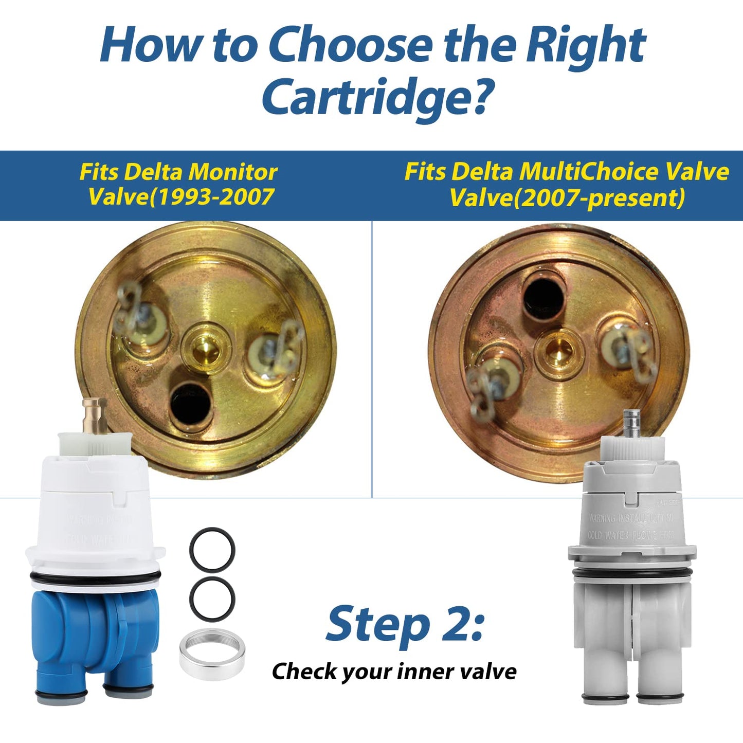 RP19804 Shower Cartridge Replacement for 1300/1400 Series with RP22734 Bonnet Nut Replacement Compatible with Delta Monitor Coarse Inlet Valve and Single Handle Trim Kit