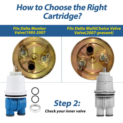 RP19804 Shower Cartridge Replacement for 1300/1400 Series with RP22734 Bonnet Nut Replacement Compatible with Delta Monitor Coarse Inlet Valve and Single Handle Trim Kit