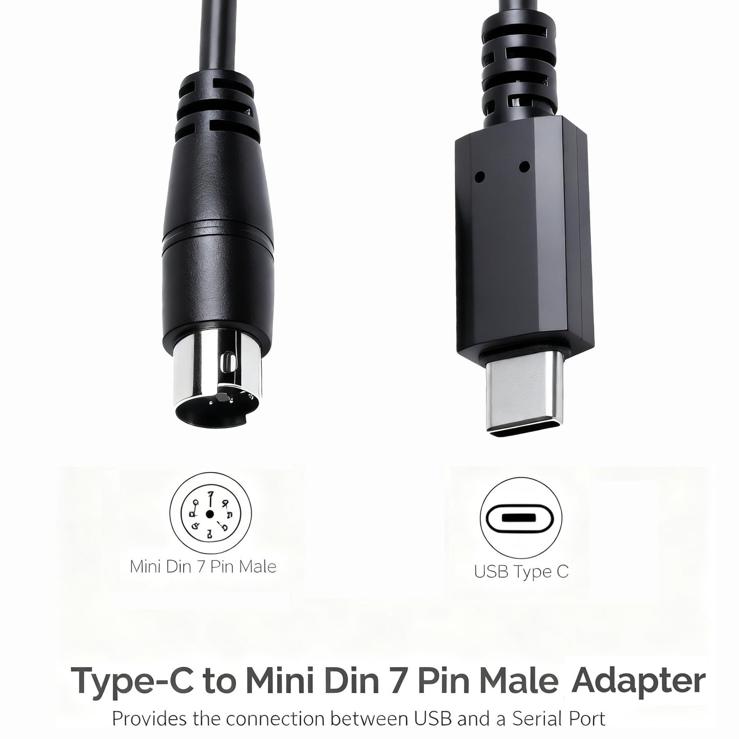 Xiusiyt USB-C to Mini-din 7 Male Cable for IK Multimedia iRig Series, iRig HD,iRig HD-A,iRig Keys, iRig I/O 25/49,iRig MIDI 2 Pro,iRig Pro Duo,iRig Pro I/O Stream(USB-C,5.9FT)