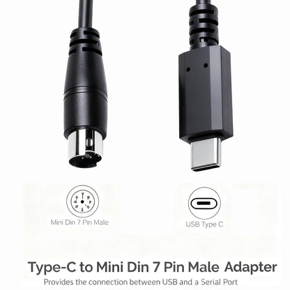 Xiusiyt USB-C to Mini-din 7 Male Cable for IK Multimedia iRig Series, iRig HD,iRig HD-A,iRig Keys, iRig I/O 25/49,iRig MIDI 2 Pro,iRig Pro Duo,iRig Pro I/O Stream(USB-C,5.9FT)