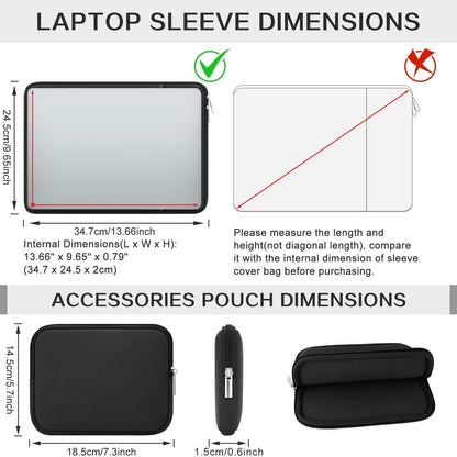 RAINYEAR 14 Inch Laptop Sleeve Case Protective Cover Bag with Front Pocket & Accessories Pouch, Compatible with 14" Dell HP ThinkPad Lenovo Asus Acer Samsung Notebook Computer Chromebook (Black)