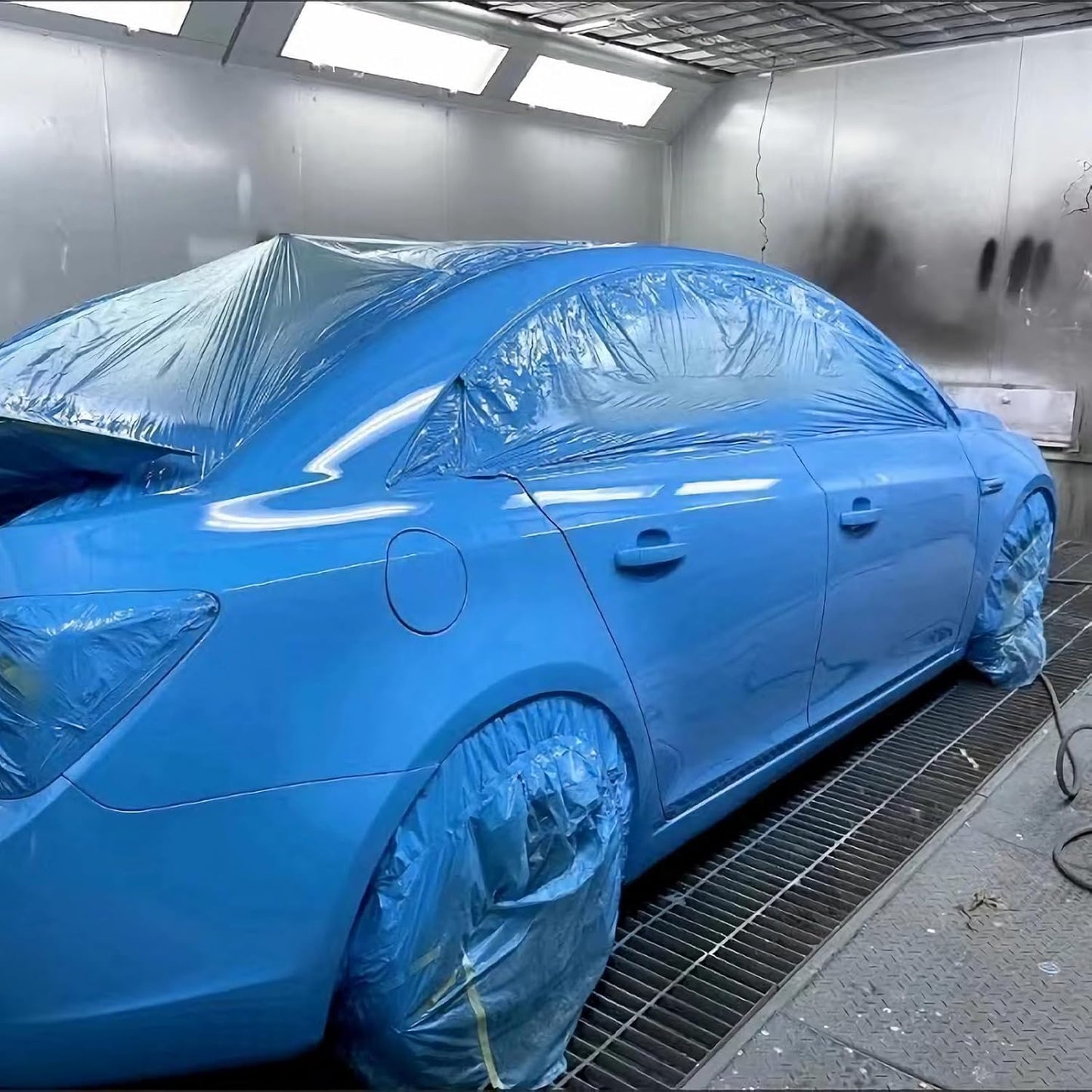 Pre-Taped Masking Film for Painting - 60" x 66' Painters Plastic Sheeting with Automotive Paint Tape and Drape for Covering Cars, Walls, Windows and Furniture Protection (4 Rolls)