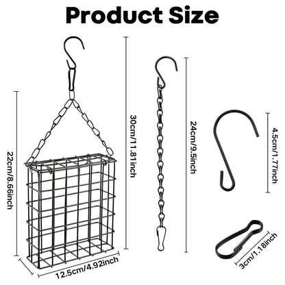2 Pcs Suet Feeder, Large Capacity Suet Bird Feeder with Hook, Suitable for Hanging Under Trees, Brackets, Or Eaves Wild Bird Feeder (Black)