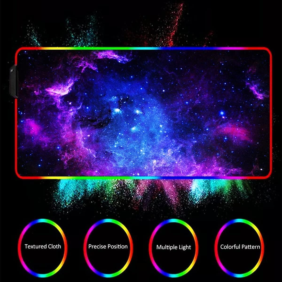 RGB Gaming Mouse Pad - Mousepad, XXL Extended 12 LED Modes Mouse Mat Non-Slip Rubber Base, Large Computer Keyboard Mousepad for Computers, PC, Laptop and Office, Desk Pad 31.5X 11.8in