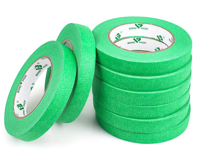 BOMEI PACK Green Tape 18mm x 55yds, 8rolls Green Painters Masking Tape for General Painting