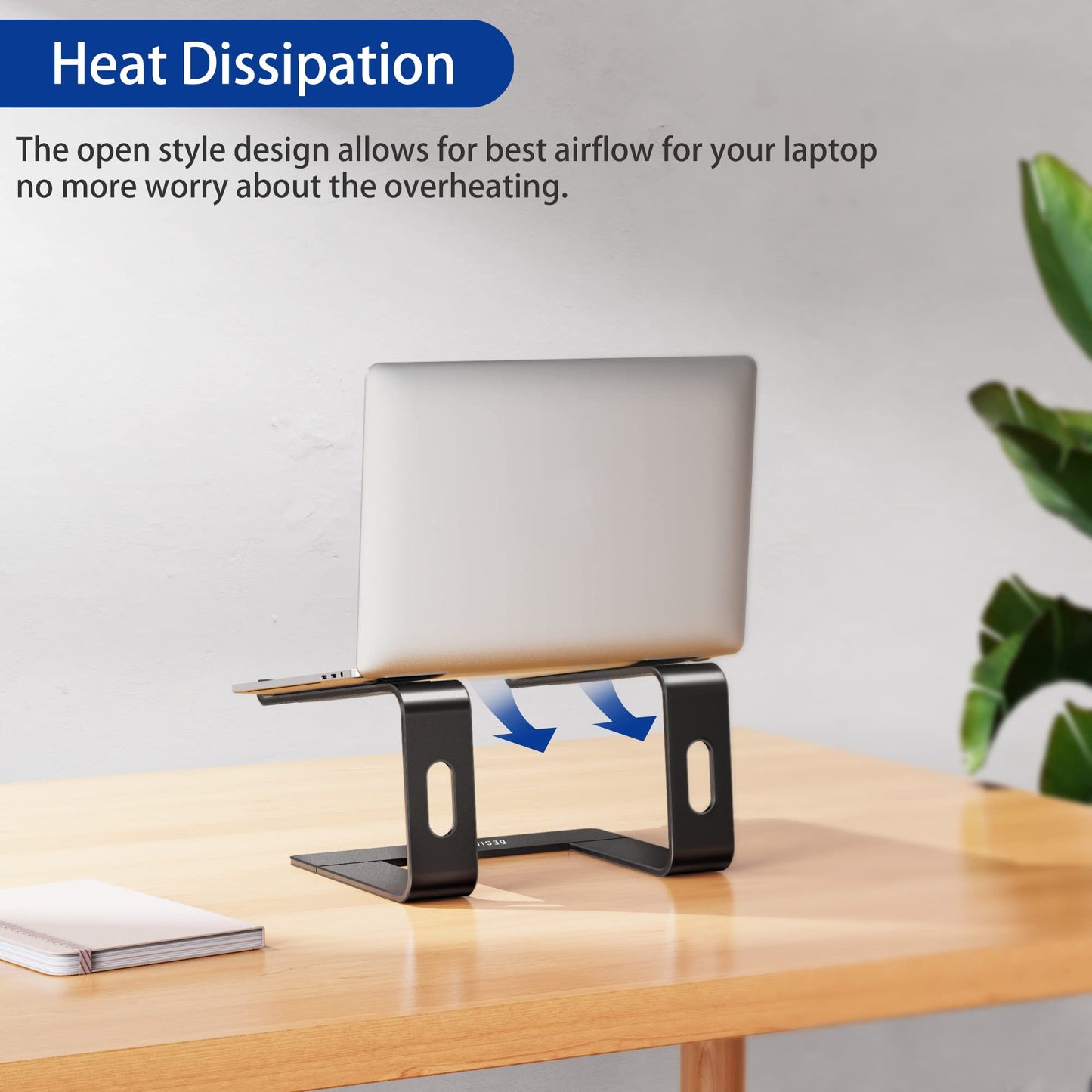 BESIGN LS03 Aluminum Laptop Stand, Ergonomic Detachable Computer Stand, Riser Holder Notebook Stand Compatible with Air, Pro, Dell, HP, Lenovo More 10-15.6" Laptops (Black)