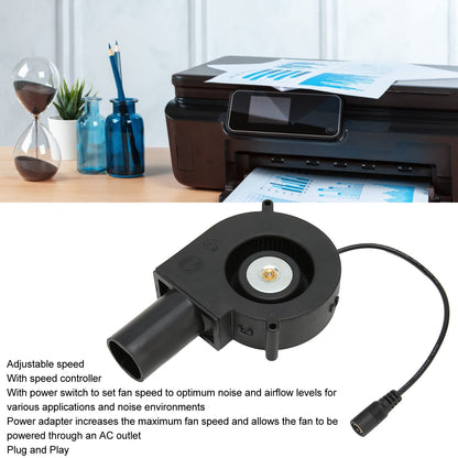 Smal Blower Fan, 120mm Mini Small Blower Fan DC Cooling Fan 12V Brushless Motor Blower Fan with Speed Control for Receiver DVR for Modem Cooling US Plug 100 to 240V