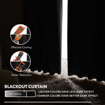 Deconovo Blackout Curtains 84 Inch Long 2 Panels, Back Tab and Rod Pocket Thermal Black Out Curtains, Window Curtains for Living Room, Black, 52Wx84L