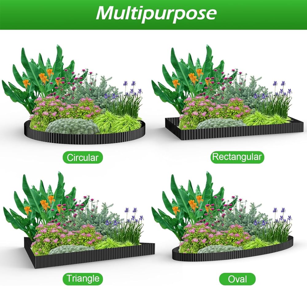 Black Corrugated Metal Landscape Edging,6"×20FT Sturdy Lawn Edging Border for Lawn, Flower Bed, Garden Fence, Paver Edgings