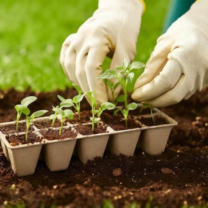 400 Cells Seed Starter Tray 40 Pack, Peat Pot Organic Biodegradable Seedling Pots Germination Trays with 100 Plant Labels for Vegetable Flower, Herbs, Indoor Outdoor Garden
