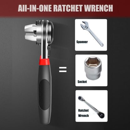 TrumLandy Adjustable Ratchet Wrench, Ratchet Wrench for 6-22mm Screws, High Torque Corrosion Resistance Ratcheting Socket Wrench Works with Multiple Fasteners with Non-Slip Handle