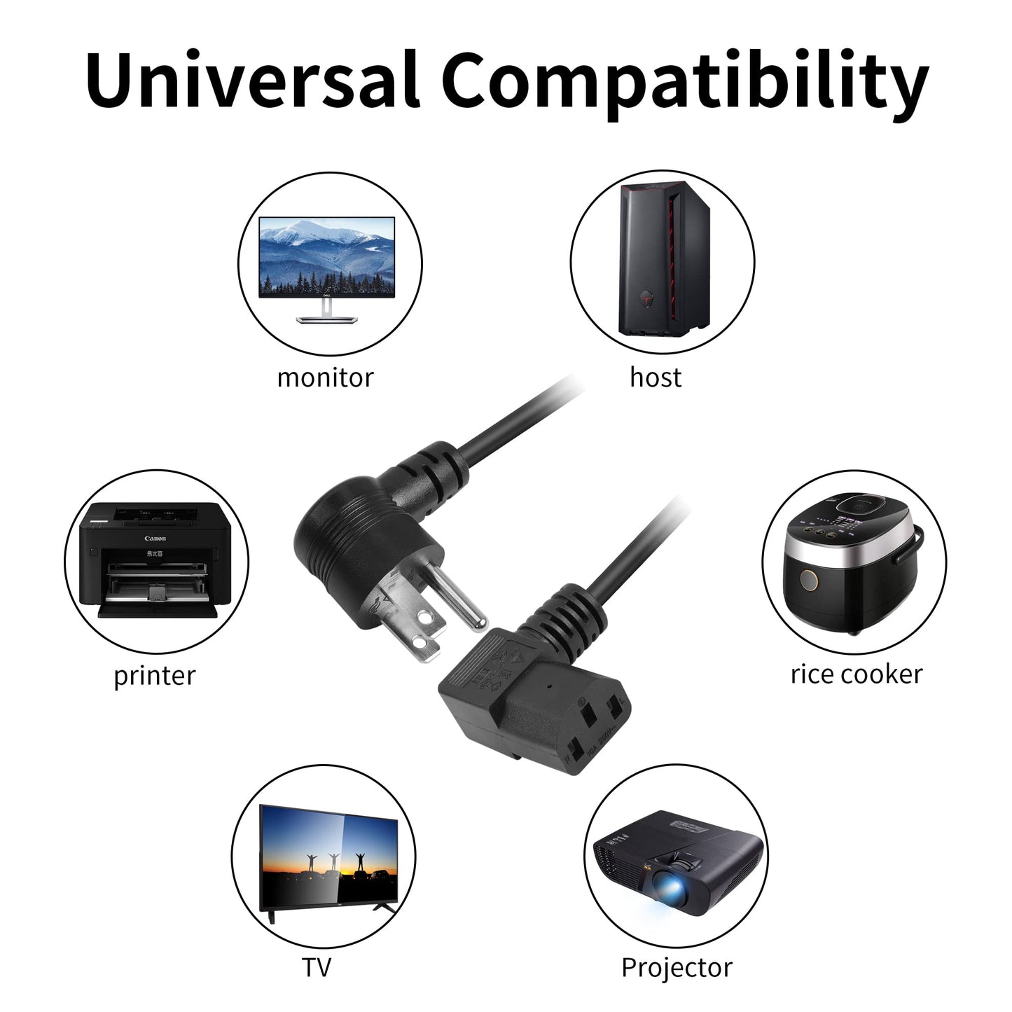 3 Prong Coiled Spiral Power Cord YACSEJAO 18AWG Coiled Spiral NEMA 5-15P Up Angle to C13 AC Power Cable for Computer Plasma TV Printer Monitor (5-15P Up Angle to C13 Left Angle)