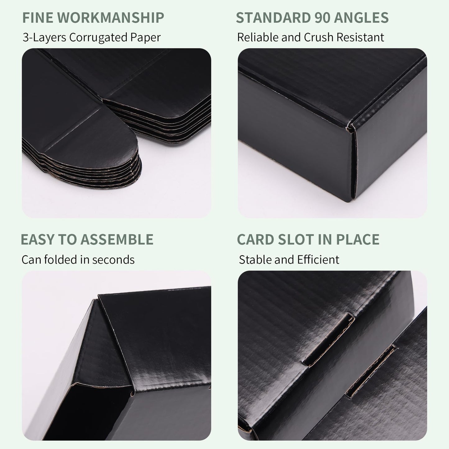 Rempry 6x4x2 Inches Black Shipping Boxes, 20 Pack Small Business Corrugated Cardboard Mailer Boxes for Shipping Packaging, Gifts Wrap Boxes with Lids