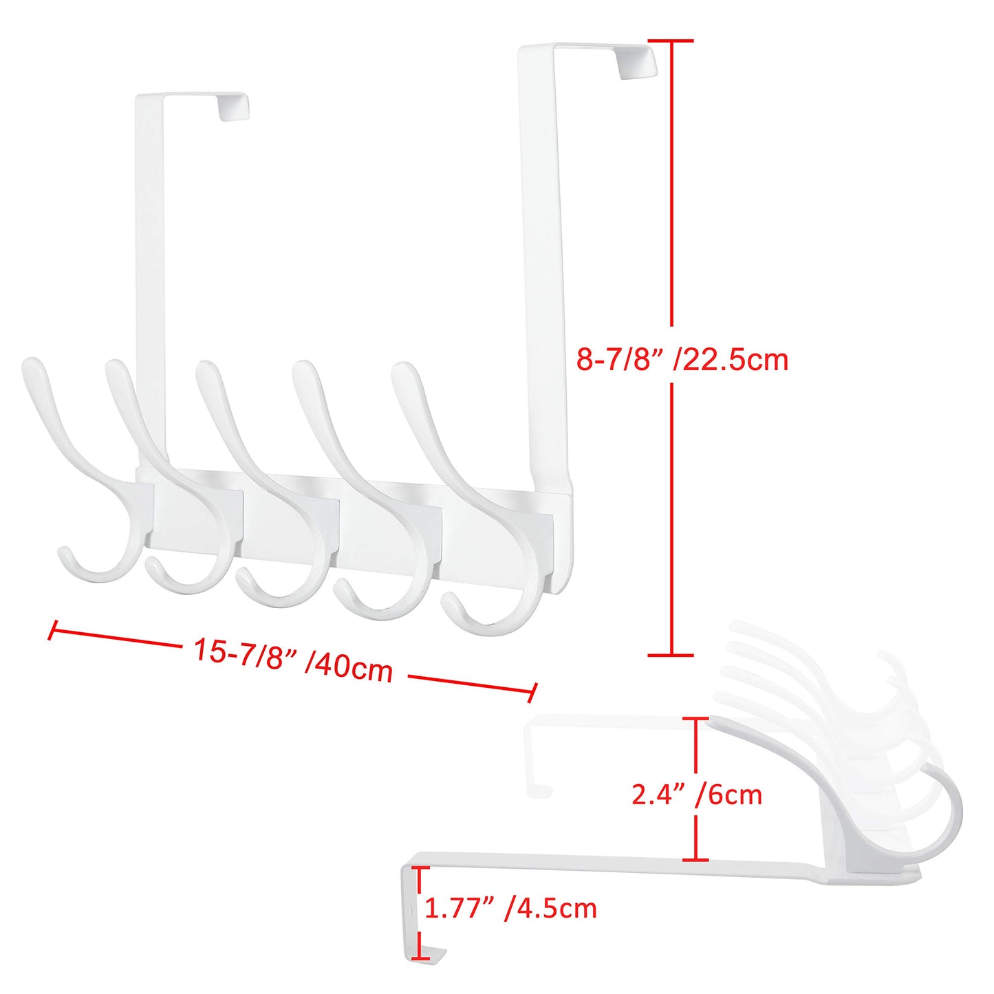 SKOLOO Over The Door Hook, Door Hanger Hooks for Hanging Clothes, Towels, Coats, Hats, Over The Door Towel Hook - White, Assembly Required