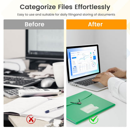 5 Pack 7-Pockets Expanding File Folder Accordion File Organizer, A4 Letter Size Paper Document Receipt Holder for School Office Supplies
