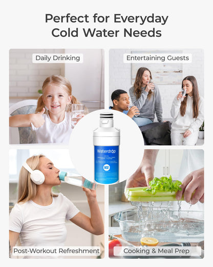 Waterdrop LT1000PC ADQ747935 Refrigerator Water Filter and Air Filter, Replacement for LG® LT1000P®, LMXS28626S, LFXS26973S, LFXS26596S, LFXS28596S, ADQ74793501, ADQ74793502 and LT120F®, 2 Combo
