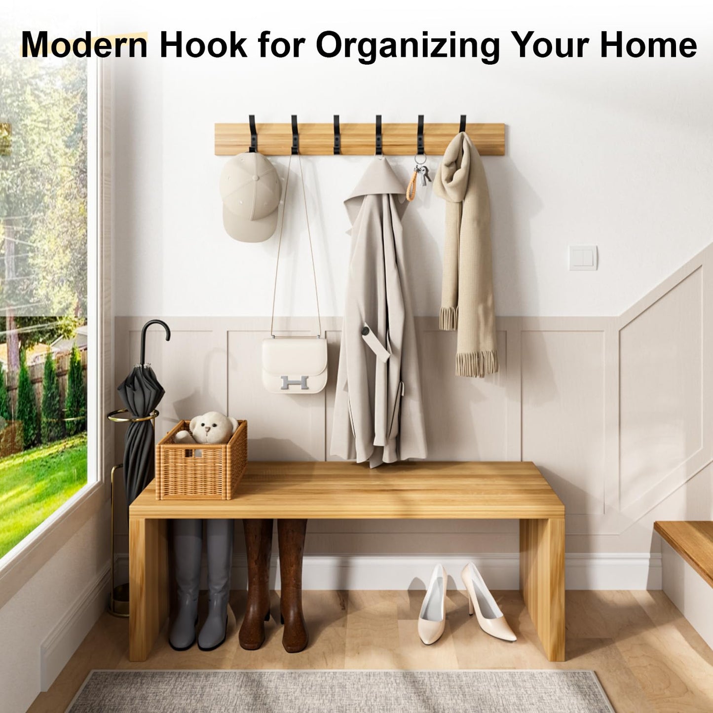 20 Pack Coat Hooks, 30KG Load Bearing Wall Hook for Hanging(Max), 1.6" L X 0.5" W X 3.94" H Coat Rack Wall Mount Double Hooks for Bag, Towels, Hats, Keys, Black