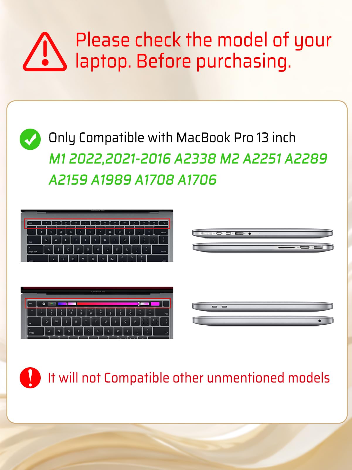 Seorsok Compatible with MacBook Pro 13 inch Case M2 2023,2022,2021-2016 A2338 M1 A2251 A2289 A2159 A1989 A1708 A1706,Elegant Plastic Hard Shell Case with Transparent Keyboard Cover,Beige Woven Fabric