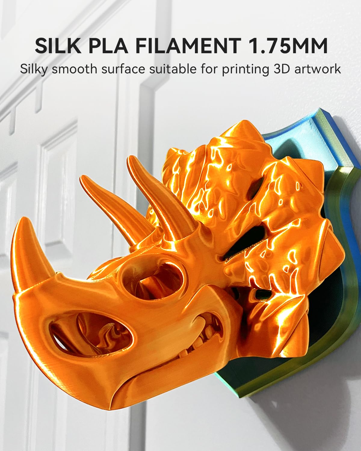 SUNLU Silk PLA 3D Printer Filament, Shiny Silk PLA Filament 1.75mm ±0.02mm, Silky Smooth Finish & Tangle-Free, Reusable Spool Fits Most FDM 3D Printers, 1KG PLA Silk Single Color (Sliver)